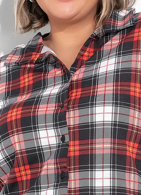 Camisa Feminina Xadrez com Botões