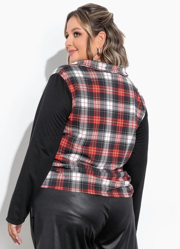 Camisa Feminina Xadrez com Botões