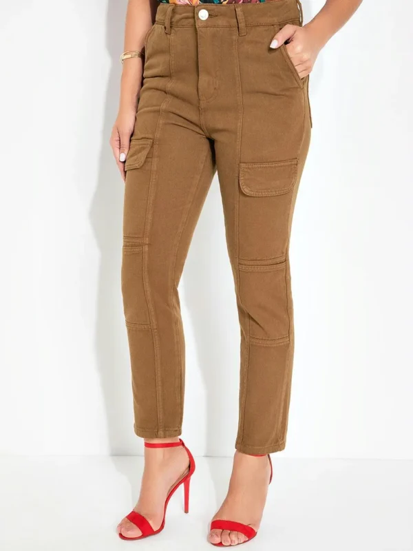 Calça Sawary Marrom com Bolsos Funcionais