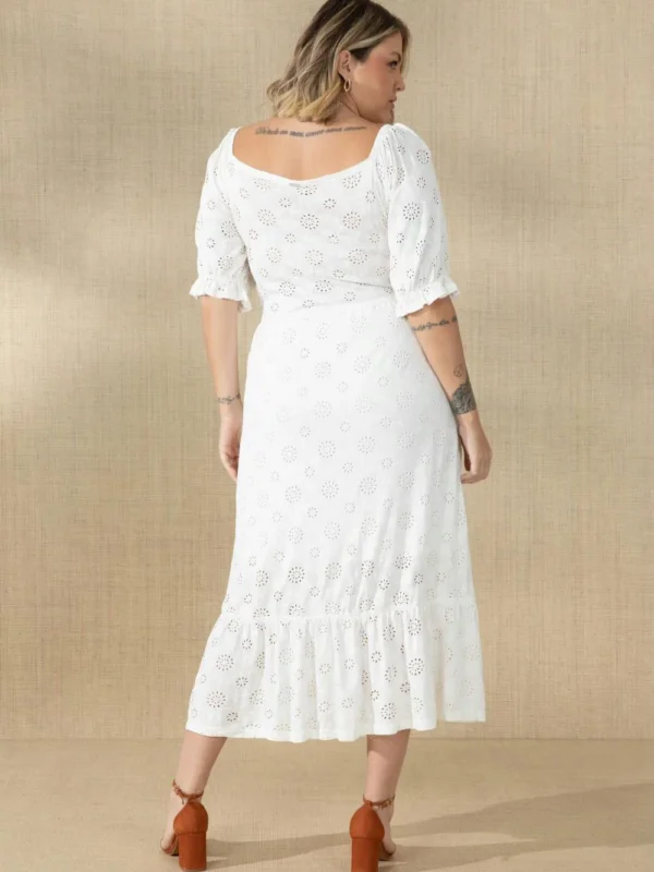 Comprar Vestido Off White Midi com em Babados