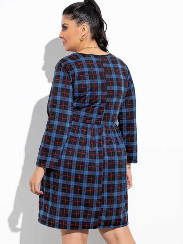Home 2 Comprar Vestido Xadrez Azul Mangas 3/4