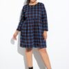 Comprar Vestido Xadrez Azul Mangas 3/4