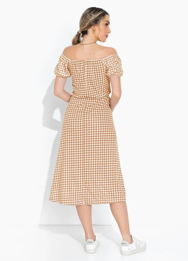 Vestido Xadrez com Fenda