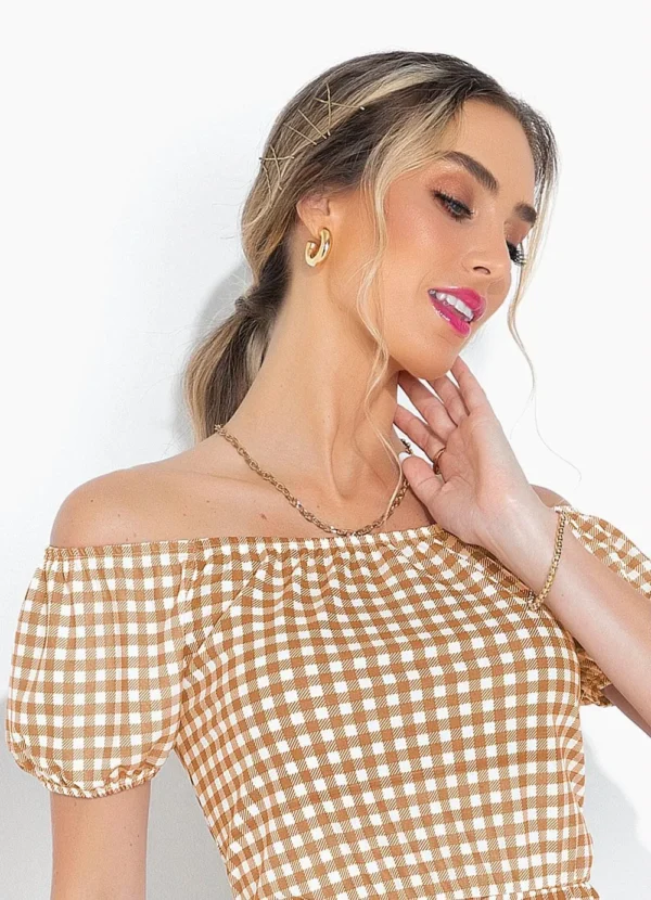Vestido Xadrez com Fenda