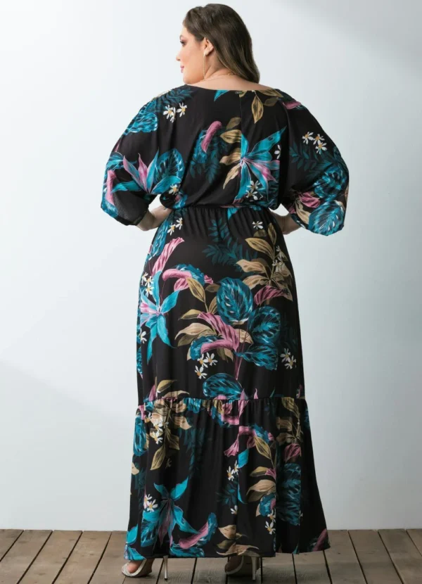 Vestido Longo Floral Preto