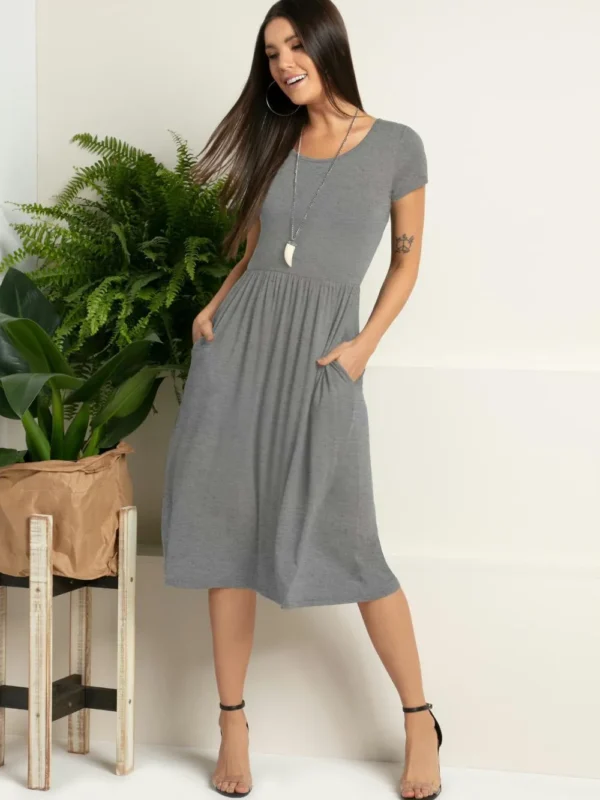 Vestido Midi Mescla Acinturado