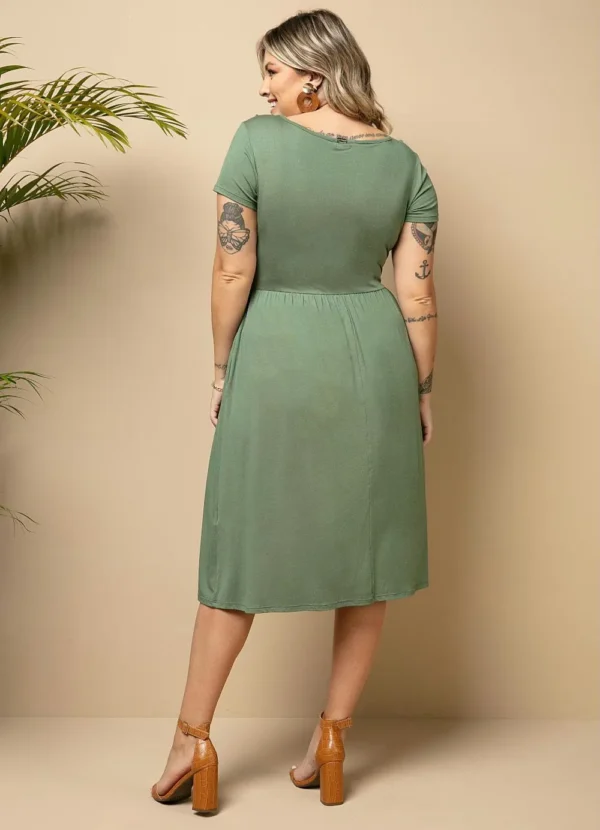 Vestido Midi Verde Acinturado