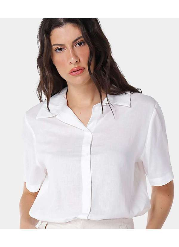 Camisa Branca de Linho com Viscose