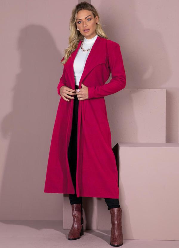 Sobretudo Longo Pink com Bolsos