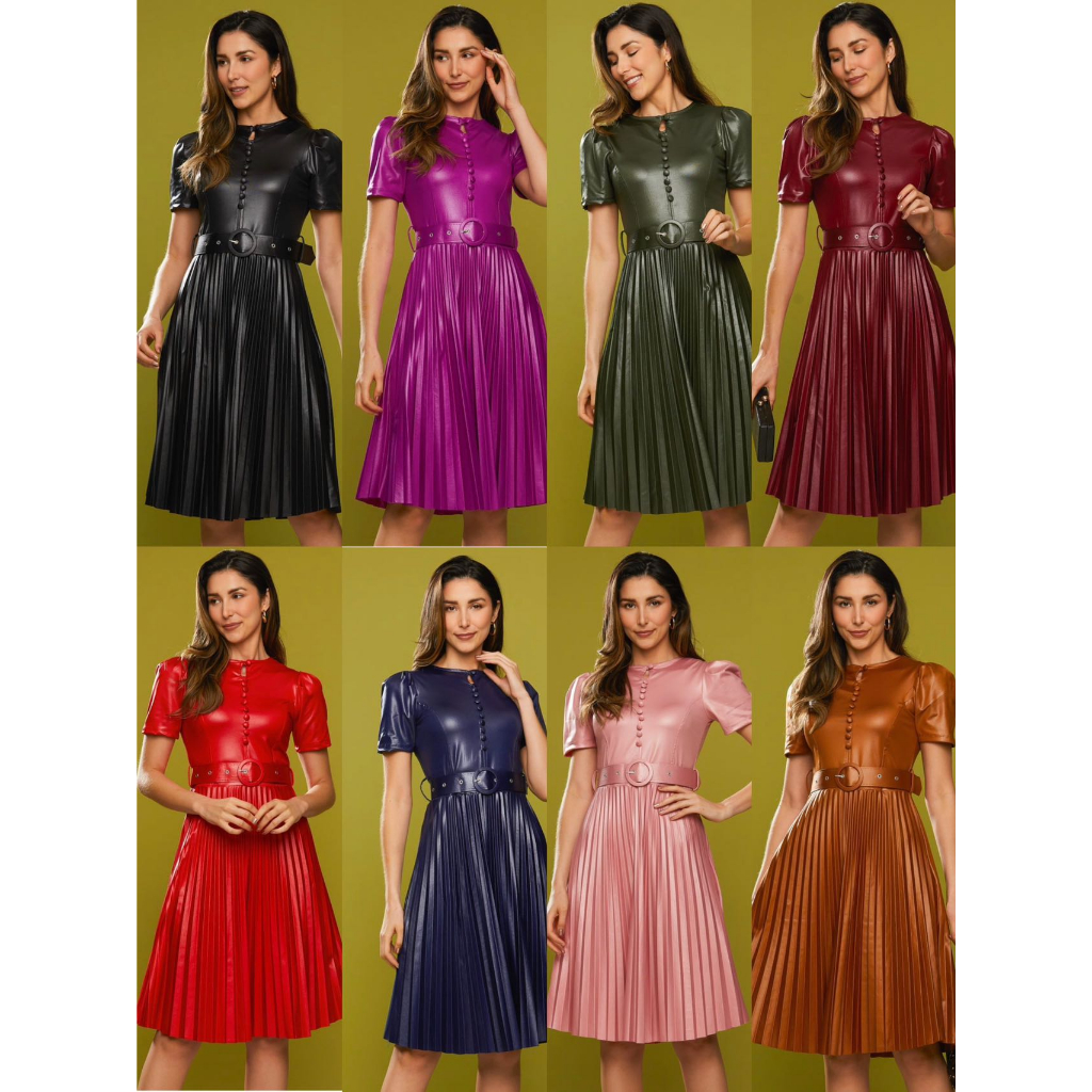 Vestido Plissado Cirre Rodado