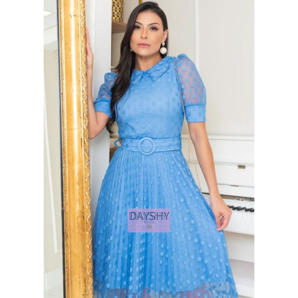 Vestido Plissado Tulet com Cinto