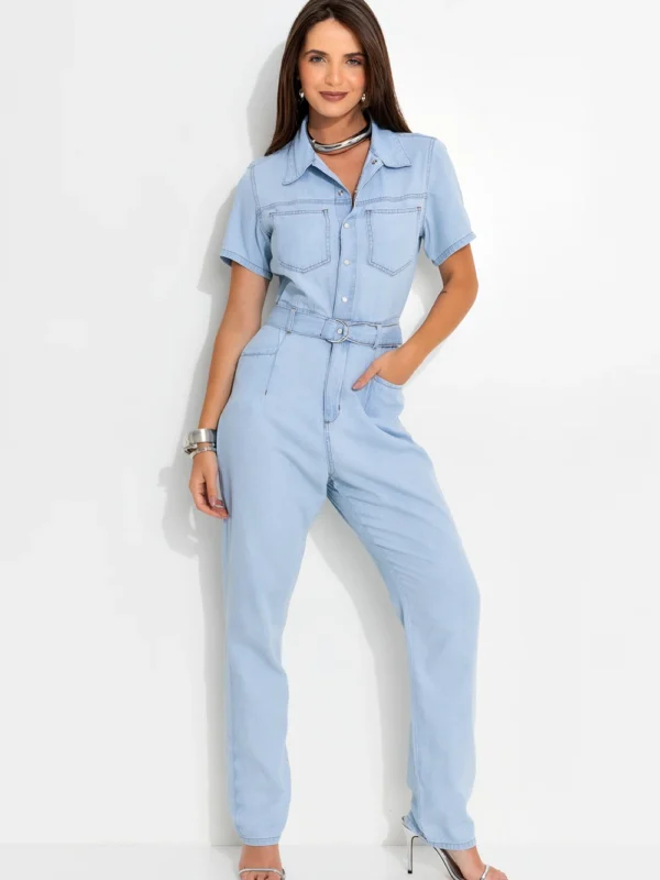 Macacão Comprido Jeans Feminino Macacão Comprido Jeans Feminino
