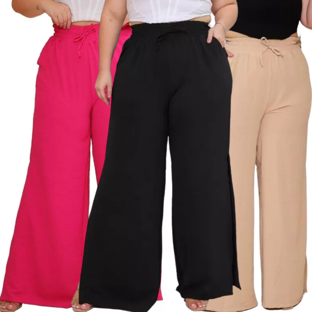 Calça Pantalona Plus Size de Amarrar