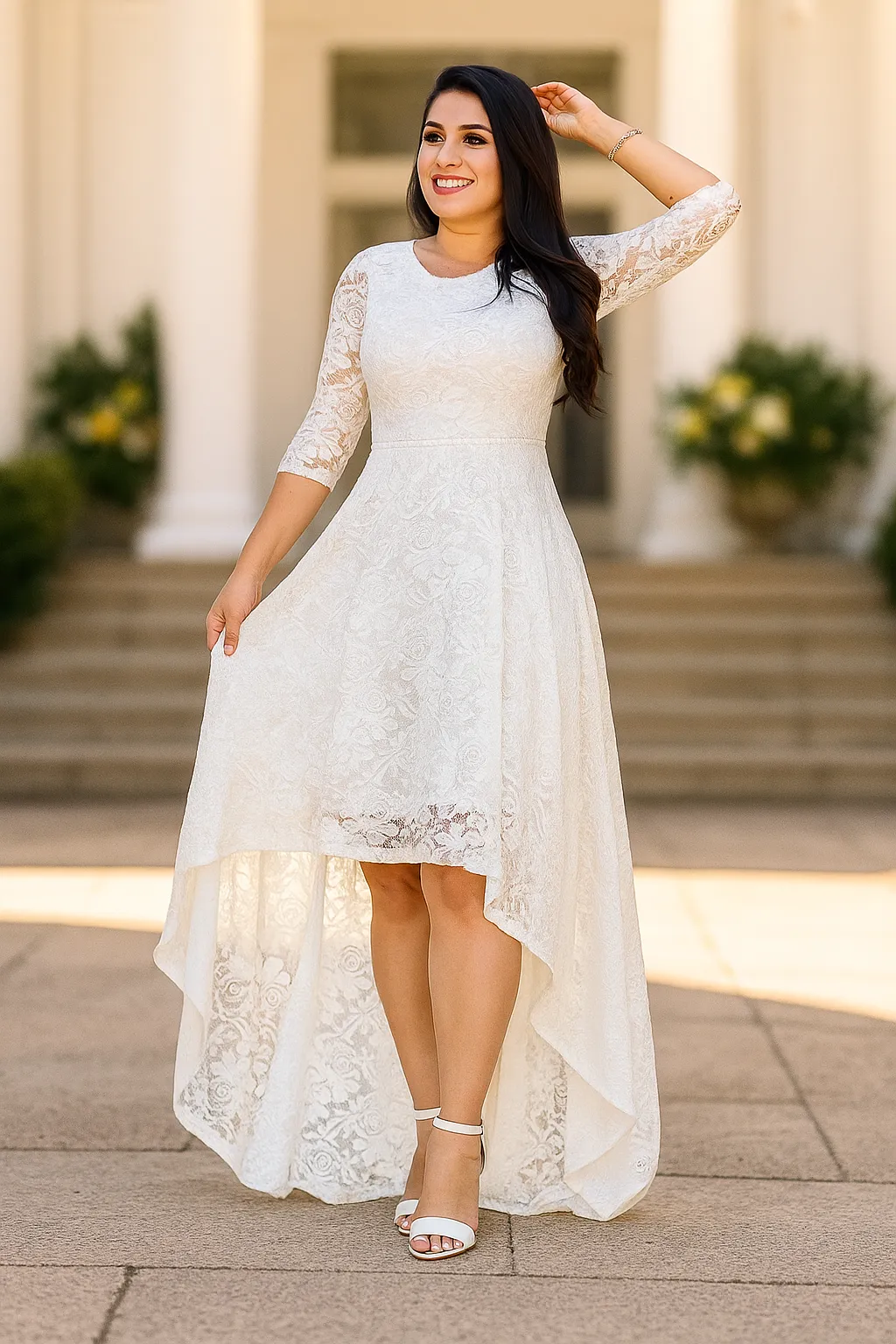 Vestido de Noiva Mullet em Renda