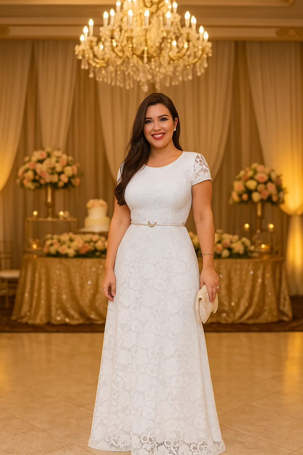 Vestido de Noiva Longo com Cinto