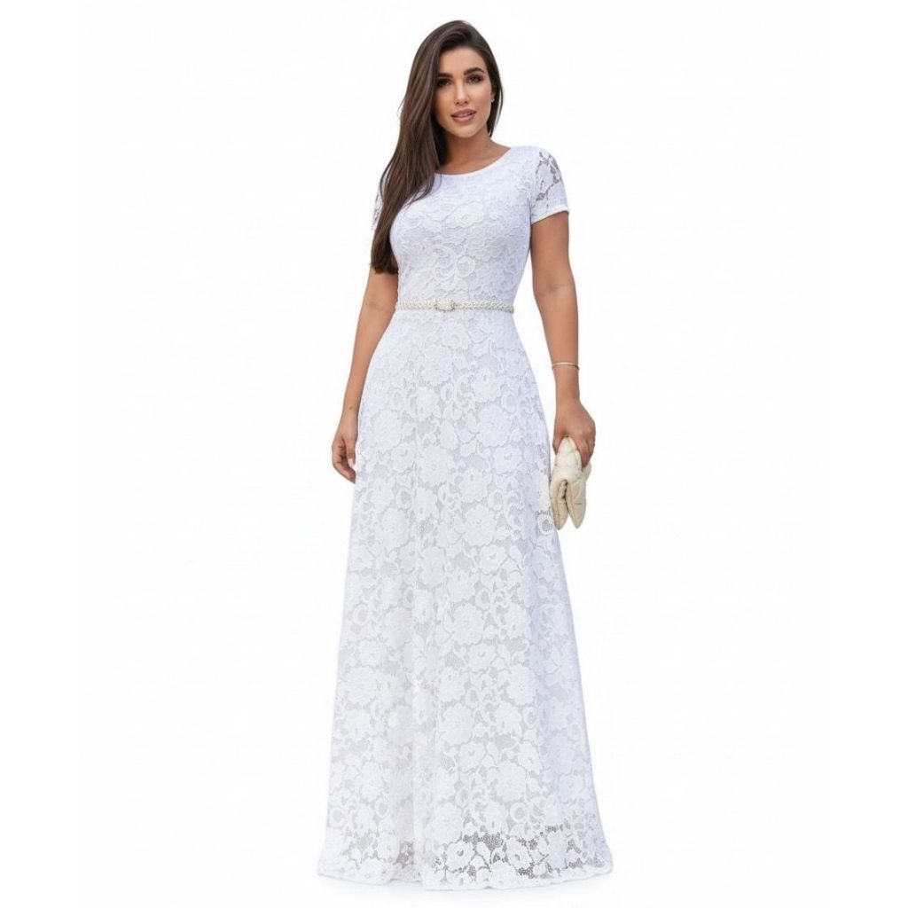 Vestido de Noiva Longo com Cinto