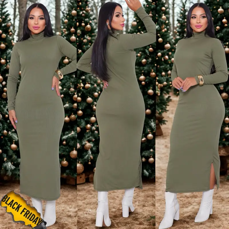 Vestido Canelado Longo