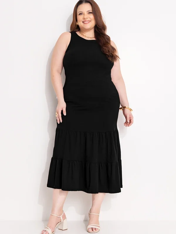 Vestido Preto em Malha de Algodão
