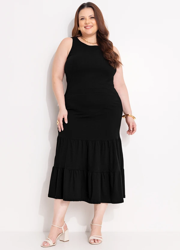 Vestido Preto em Malha de Algodão