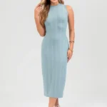 Vestido Midi em Canelado Azul Vestido Midi em Canelado Azul