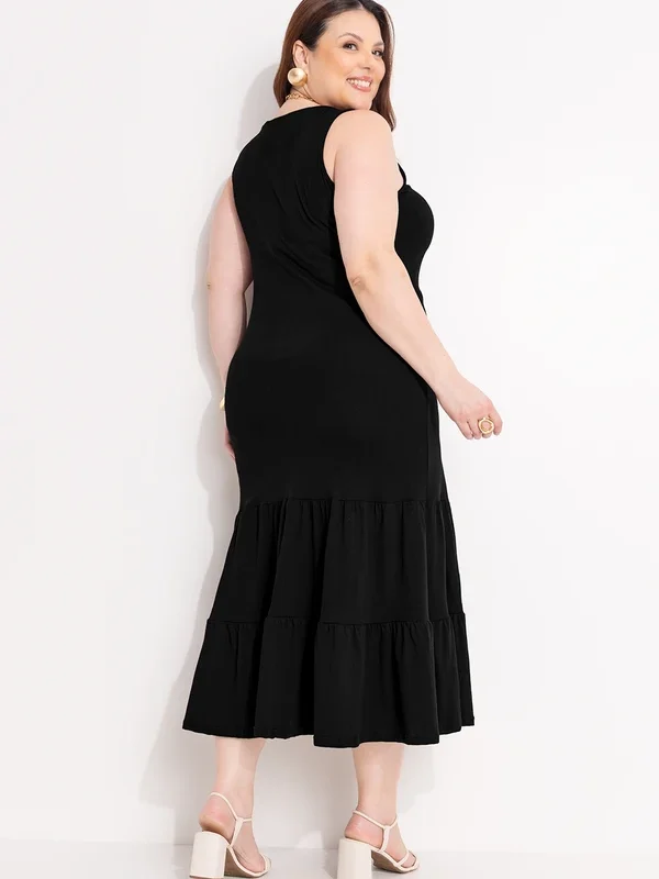 Vestido Preto em Malha de Algodão