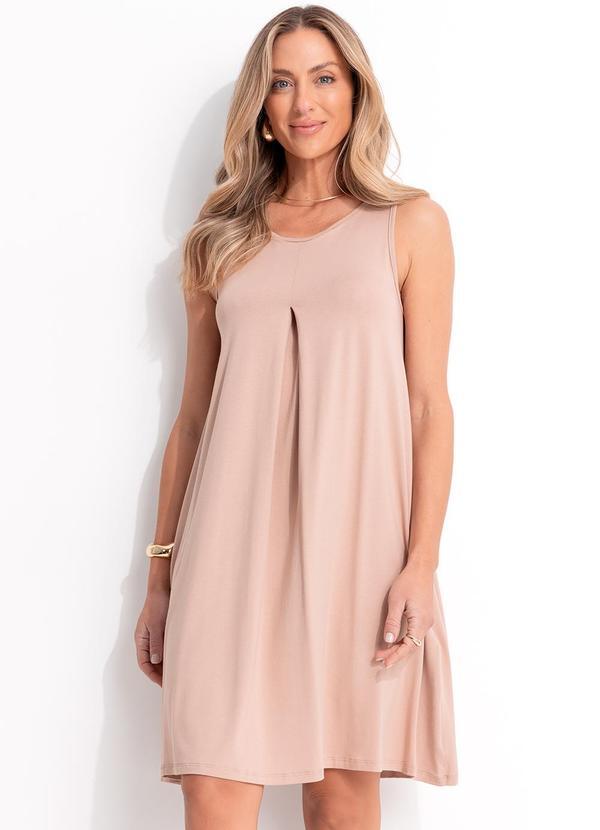 Vestido Bege Claro em Malha de Viscose