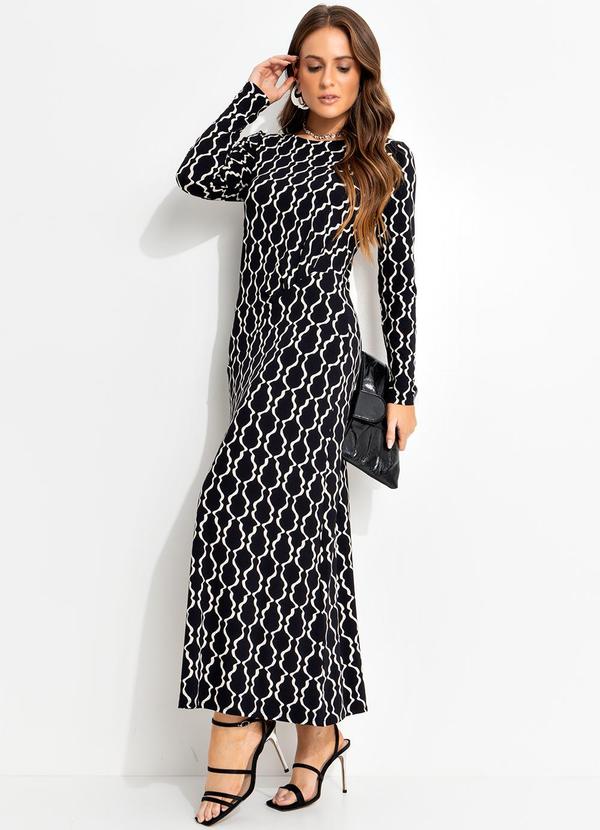Vestido Listra Desconstruída em Malha de Viscose