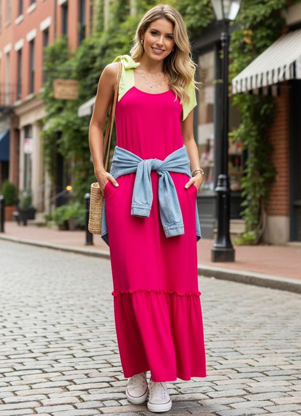Vestido Pink em Malha de Viscose