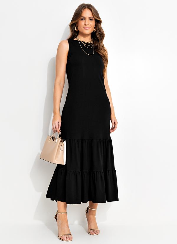 Vestido Preto em Malha de Algodão