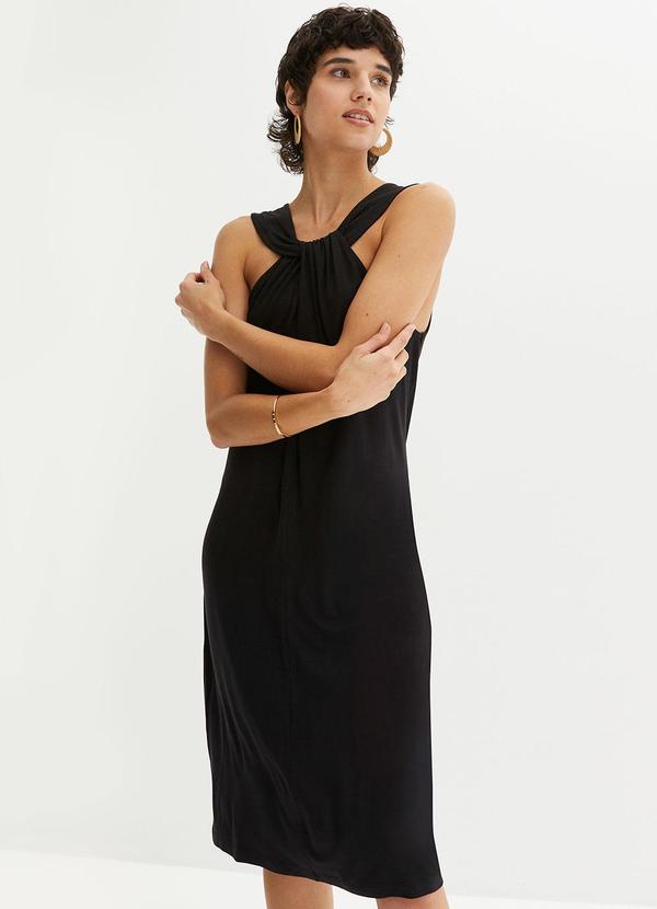 Vestido Preto em Malha de Viscose