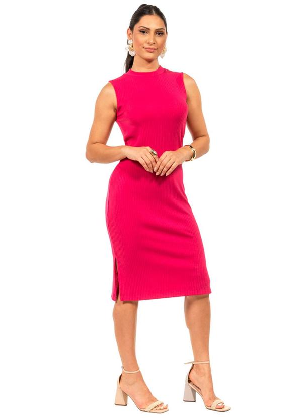 Vestido Regata Midi Básico Rosa
