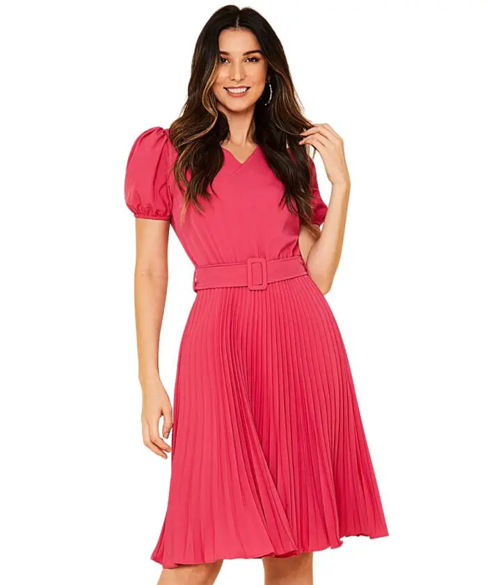 Vestido Plissado Midi Pink Vestido Plissado Midi Pink