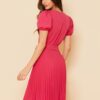 Vestido Plissado Midi Pink Vestido Plissado Midi Pink