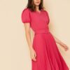 Vestido Plissado Midi Pink Vestido Plissado Midi Pink