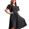 Vestido Plissado Midi Preto