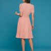 Vestido Plissado Midi Rosa