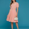 Vestido Plissado Midi Rosa