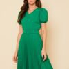 Vestido Plissado Midi Verde