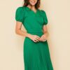 Vestido Plissado Midi Verde