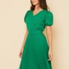 Vestido Plissado Midi Verde