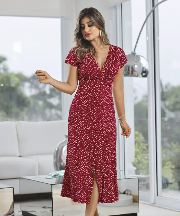 Vestido Super Midi Com Fenda