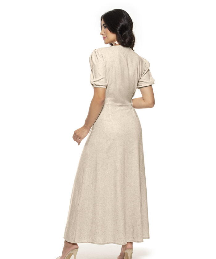 Vestido Longo Com Manga Curta