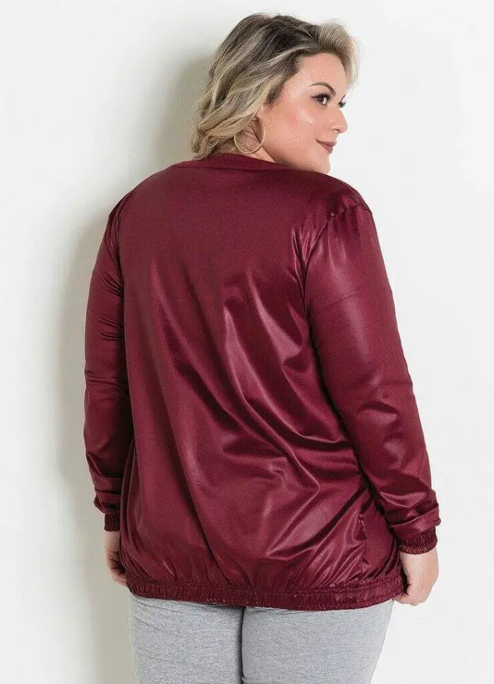 Jaqueta Feminina Bomber Bordô - Image 2