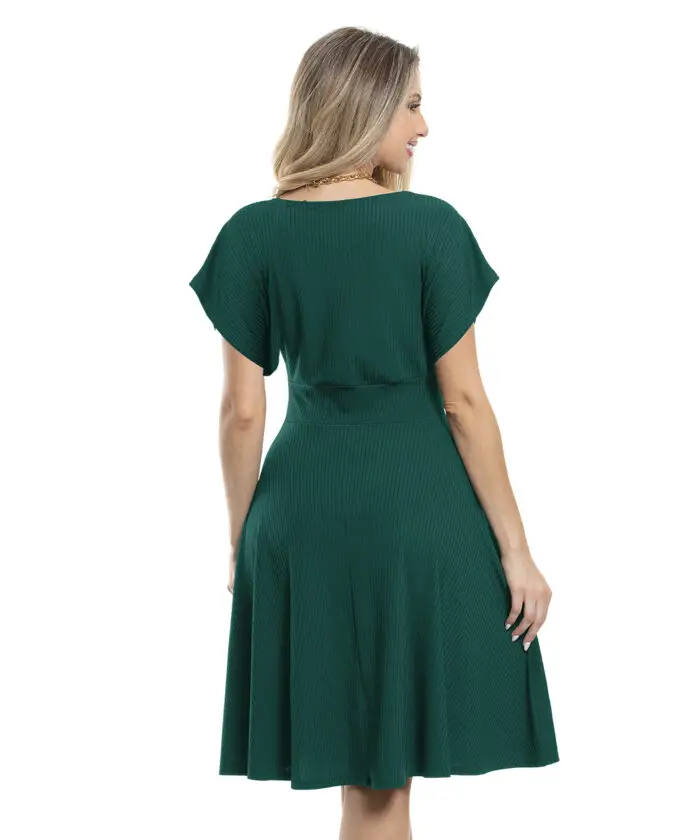 Vestido Verde Musgo Com Transpasse