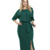 Vestido Verde Musgo Midi com Fenda