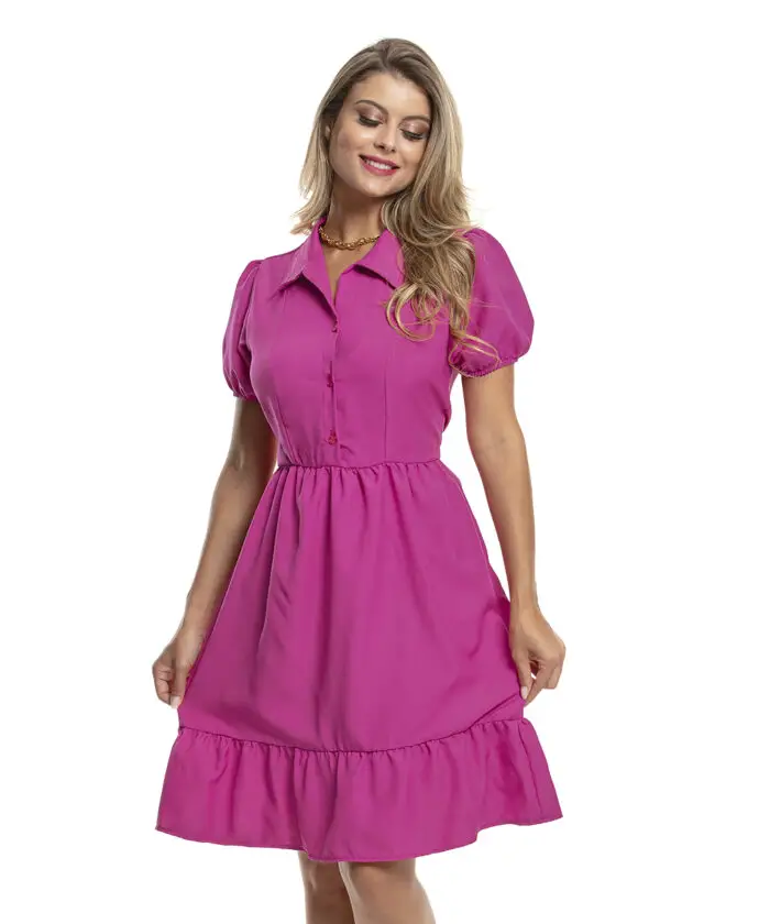 Vestido Pink Com Gola