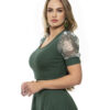Vestido Canelado com Tule