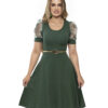 Vestido Canelado com Tule