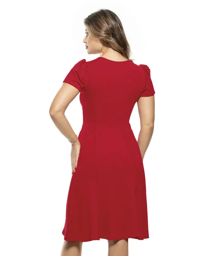 Vestido Vermelho Midi Com Transpasse