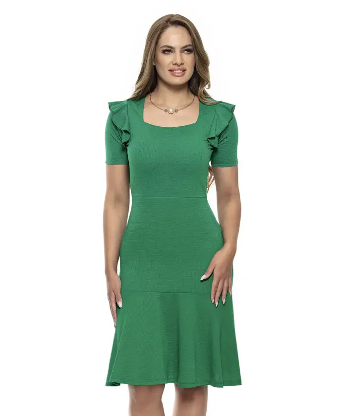 Vestido Verde Com Babado